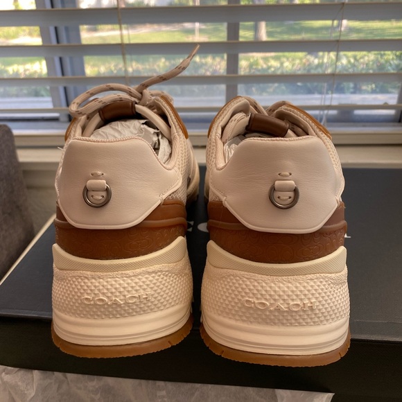 Coach Mens C143 sneakers size 9 white and beige NIB - Picture 5 of 7